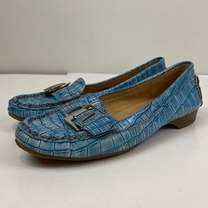 Naturalizer Heaven Blue Reptile Print Faux Leather Moccasins Women’s Size 7M